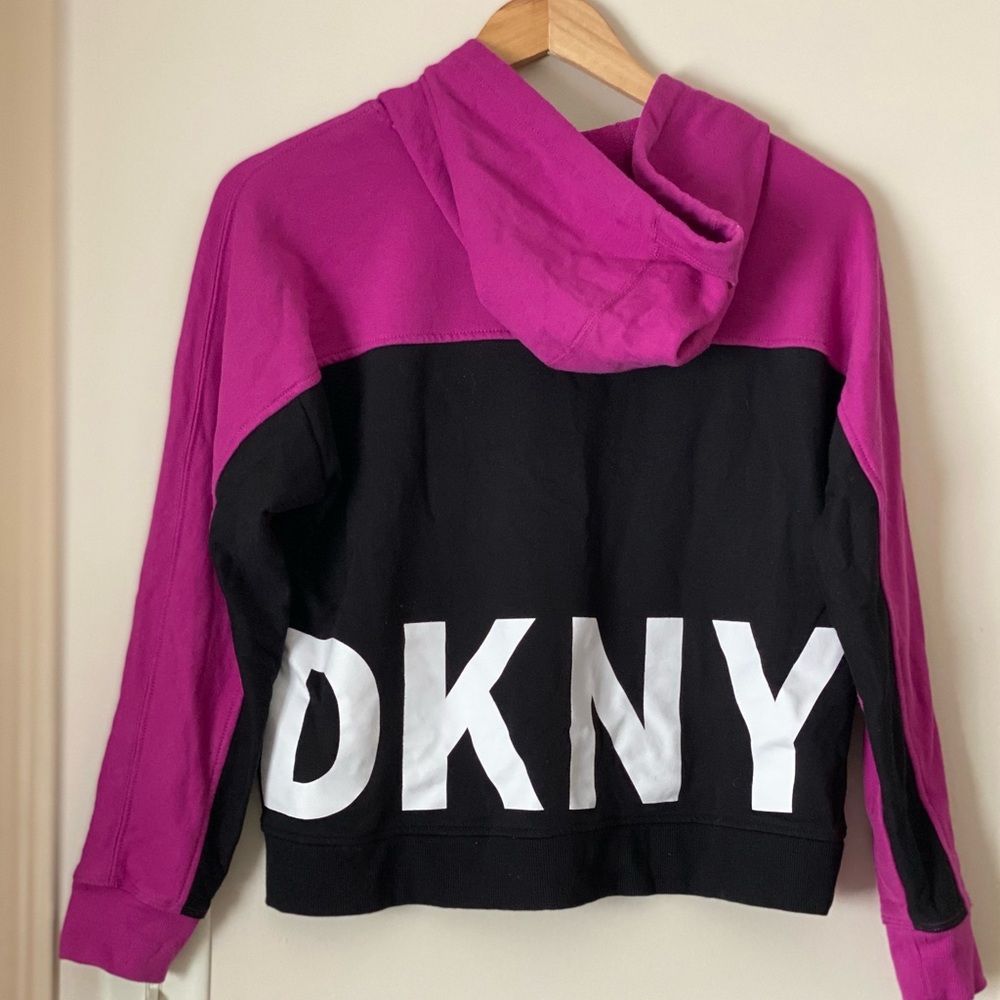 DKNY Pink and Black Hoodie Sweater - Picture 3 of 6